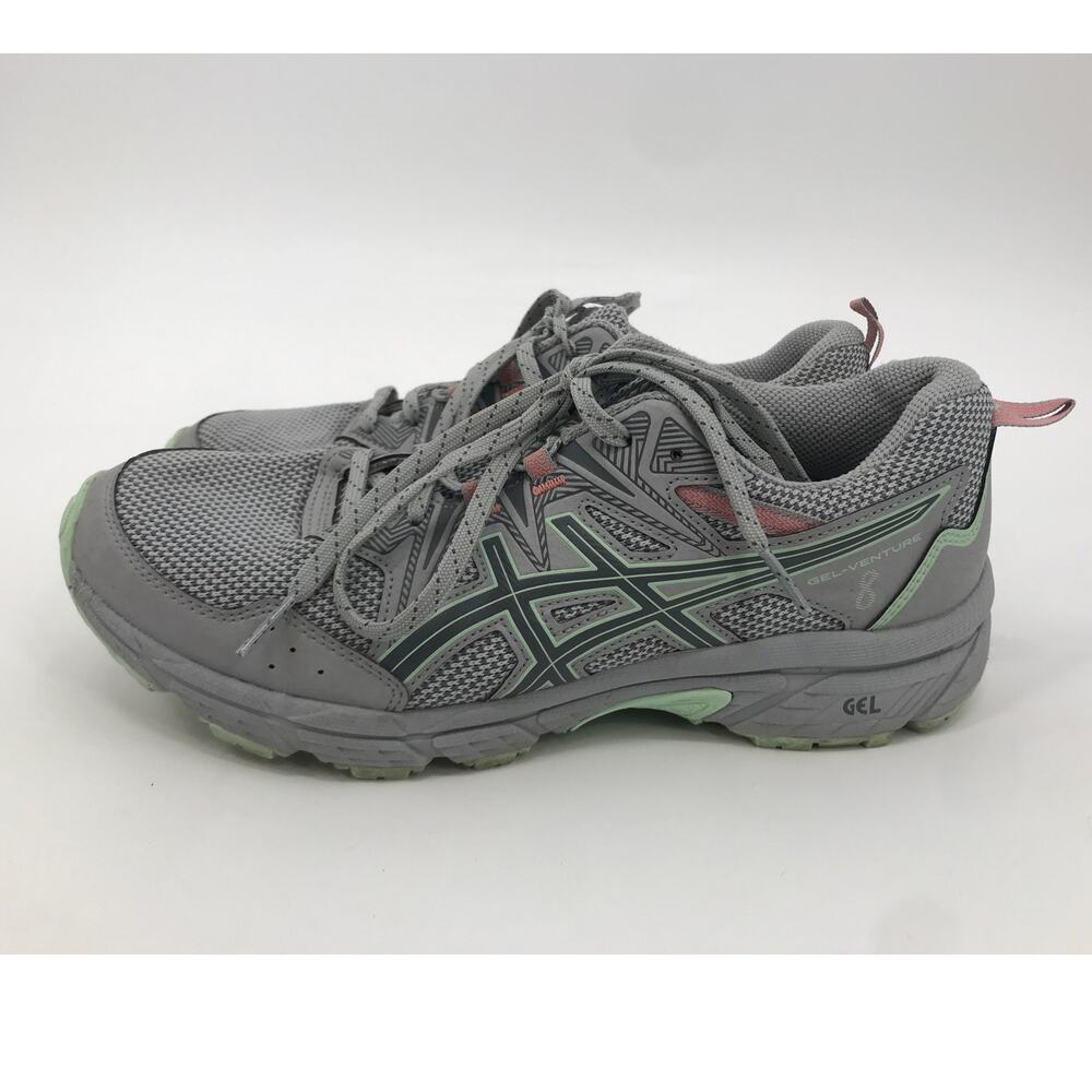 Asics Gel Venture Running Sneaker Womens Size 9.5 Gray Green